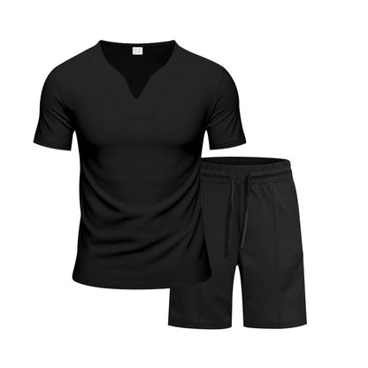 Herren Sportset Atmungsaktiv Elastisch Kurzarm T-Shirt und Shorts