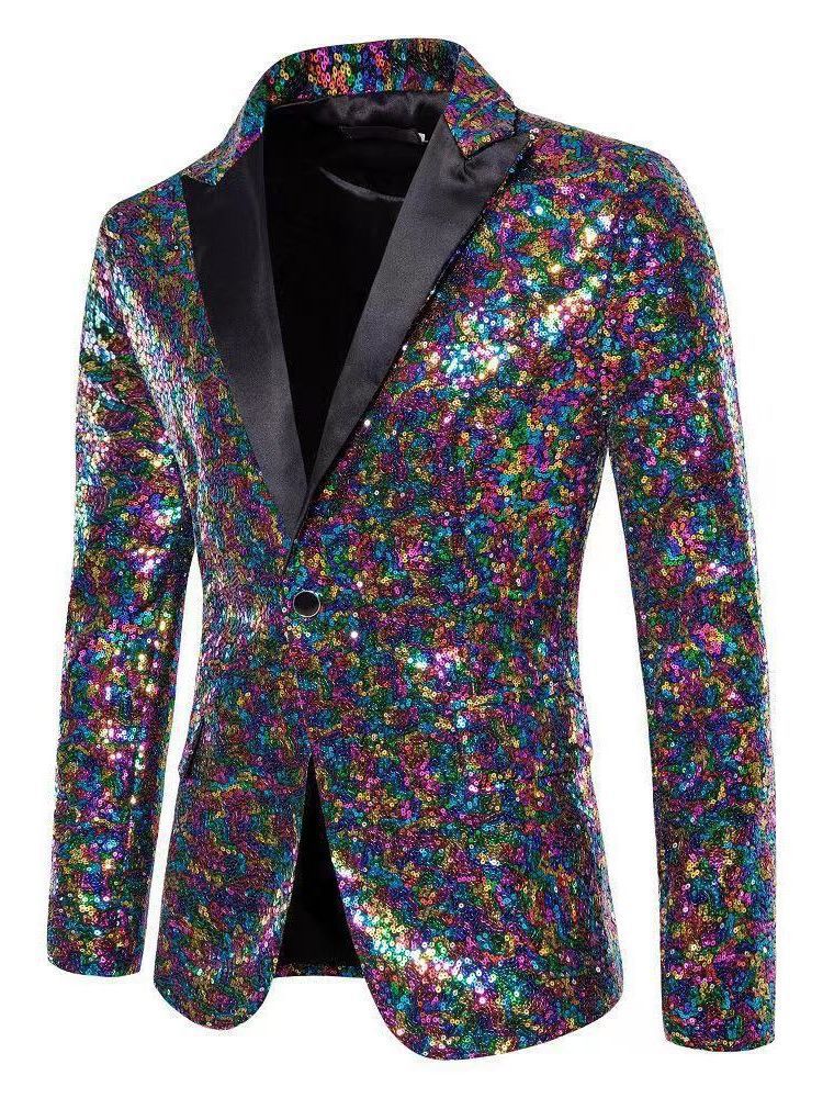 Eleganter Herren Blazer Pailletten Modern Abendgarderobe