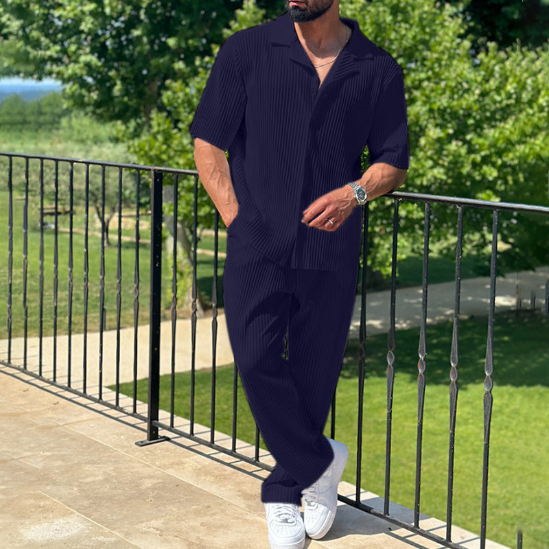 Herren Sommeranzug Set Streifenmuster Elegant Modern