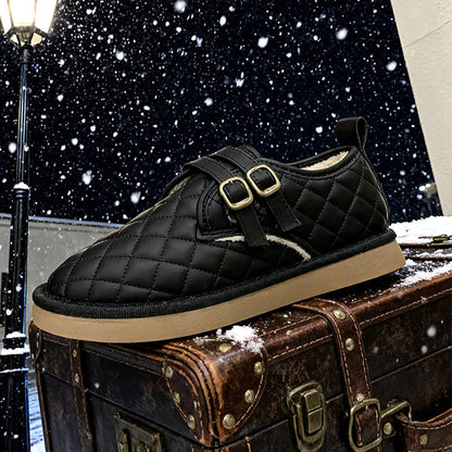 Damen Sneaker Warmfutter Kuschelig Elegant Schuhe mit Schnallen