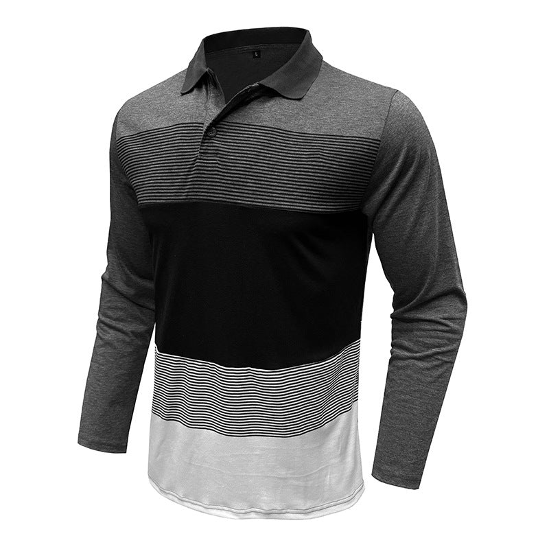 Herren Polo Langarm mit Streifenmuster Modern