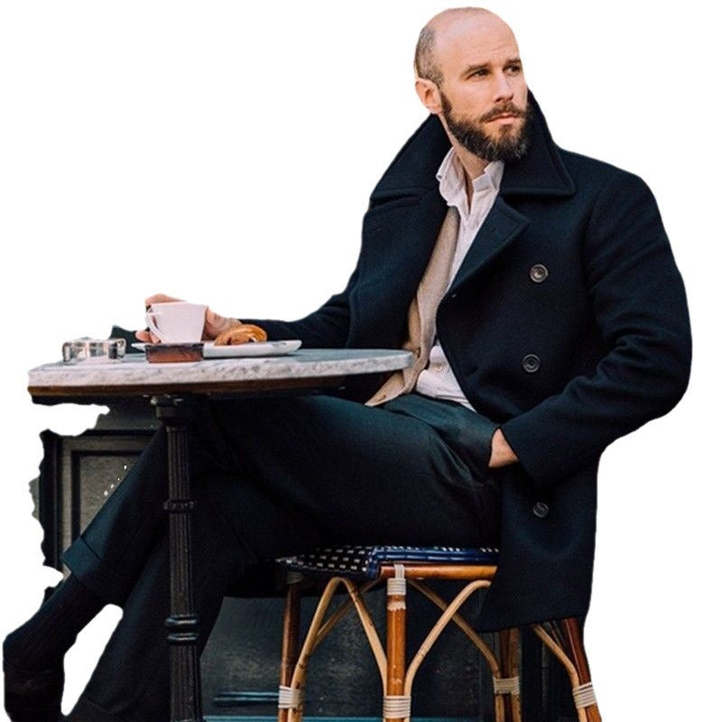 Herren Wollmantel Doppelreihig Eleganter Wintermantel