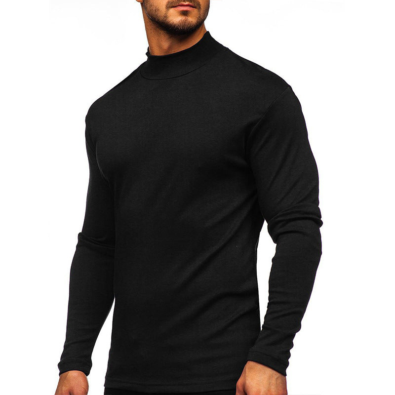 Herren Langarmshirt Rollkragen atmungsaktiv Baumwolle