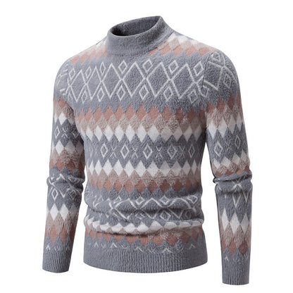 Herren Strickpullover Geometrisch Hochkragen Modern - BerlinGlamour