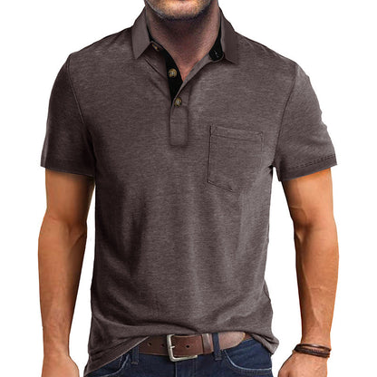 Herren Polo-Shirt Modern Kragen Brusttasche Slim Fit
