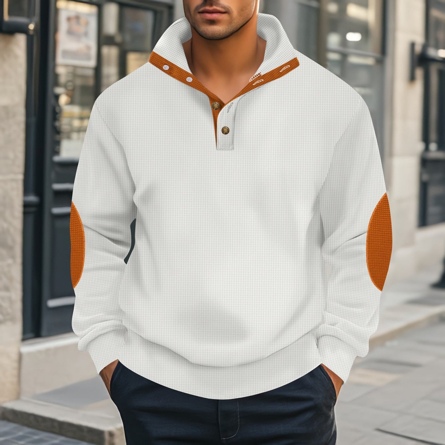 Herren Pullover Strukturiert Kontrast Akzente Modern