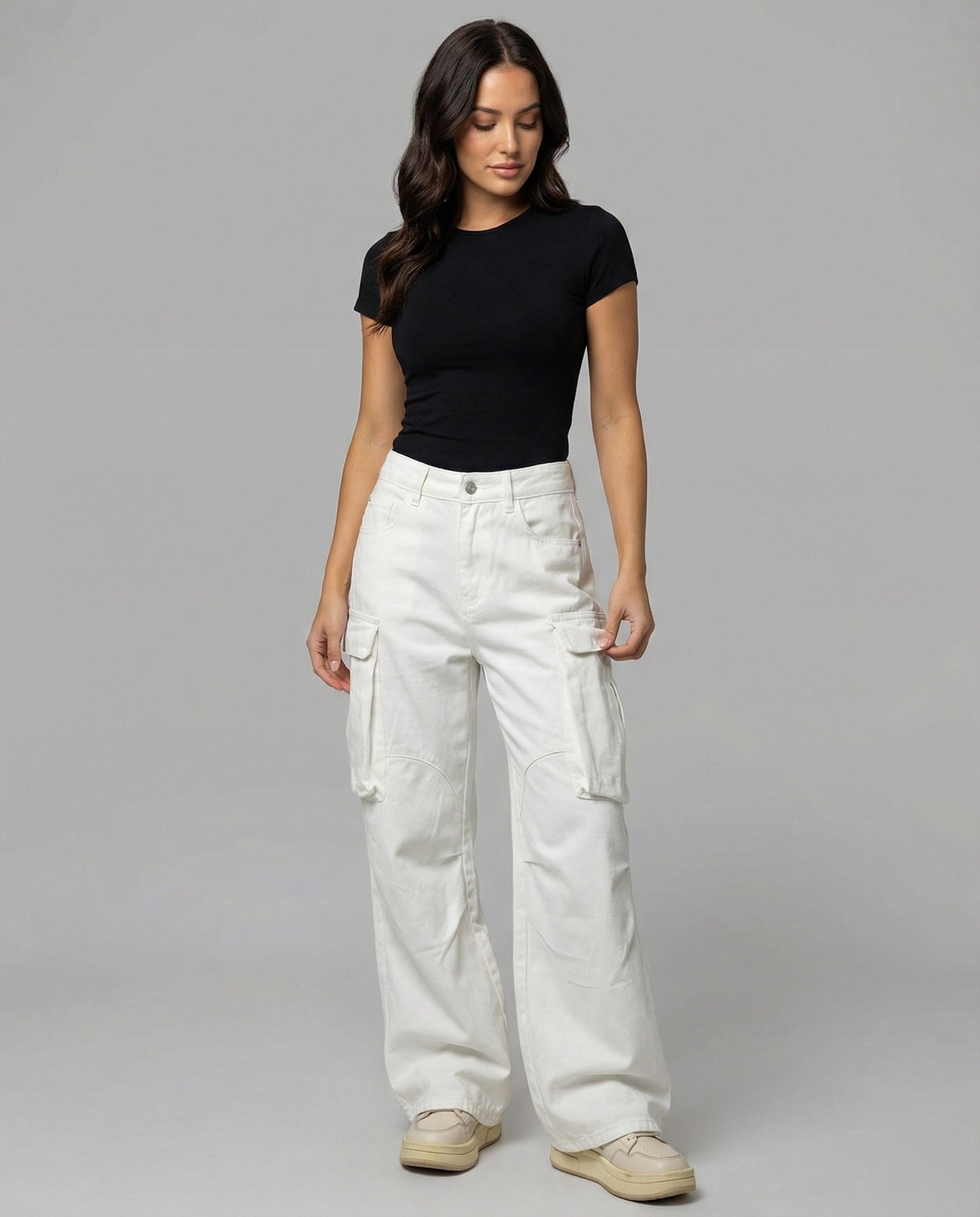 Damen Cargo-Hose Bequem Locker Fallend Mit Großen Taschen