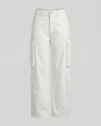 Damen Cargo-Hose Bequem Locker Fallend Mit Großen Taschen