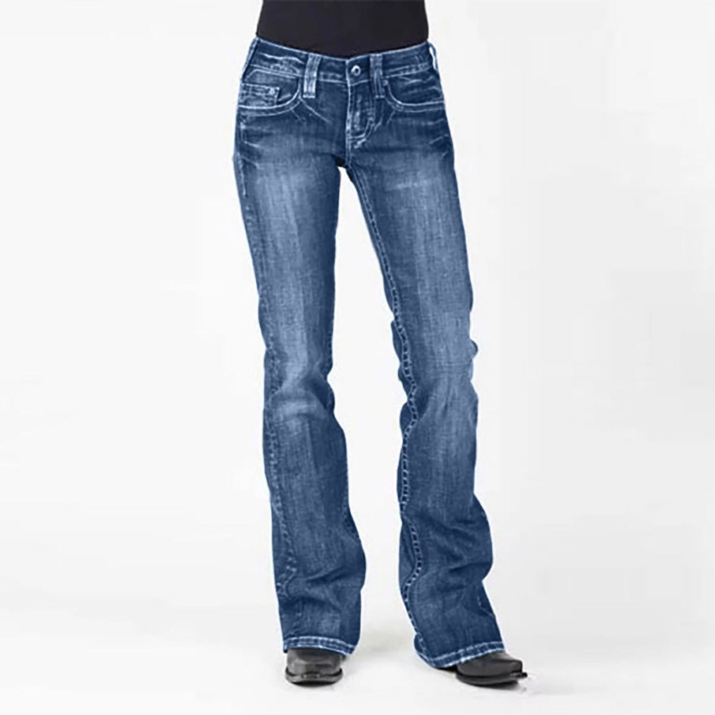Damen Jeans Bootcut High Waist Elegant Slim Fit