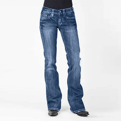 Damen Jeans Bootcut High Waist Elegant Slim Fit