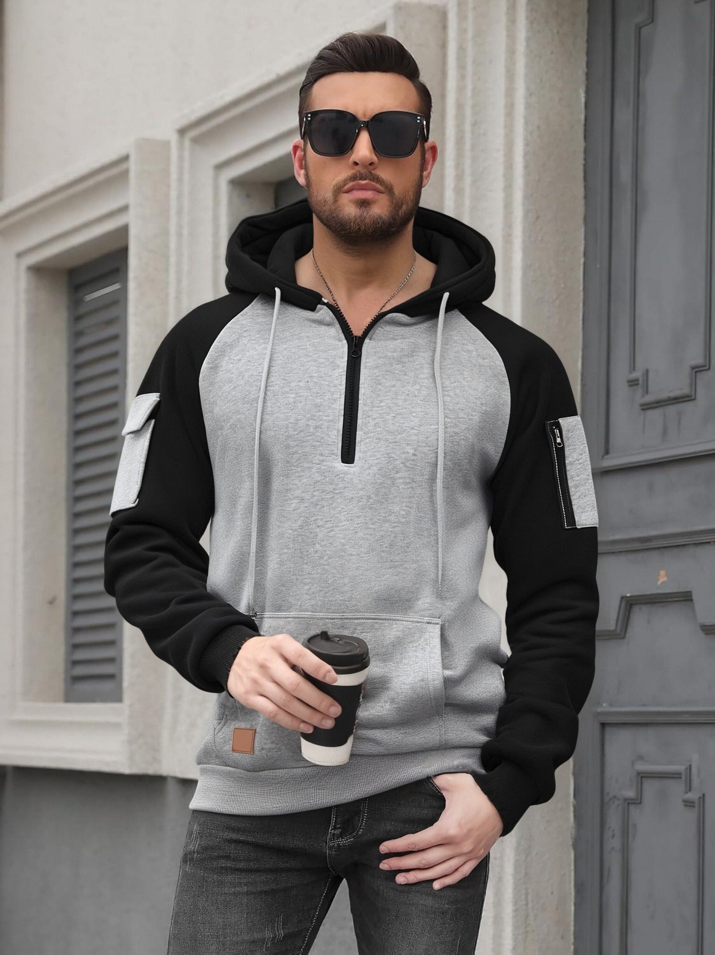 Herren Kapuzenpullover Sportlich Modern Mit Reißverschluss
