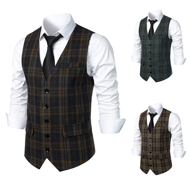 Herren Karoveste Elegant Schnitt Praktisch Mit Taschen - BerlinGlamour