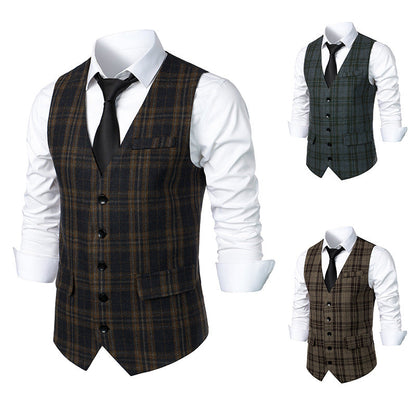 Herren Karoveste Elegant Schnitt Praktisch Mit Taschen - BerlinGlamour