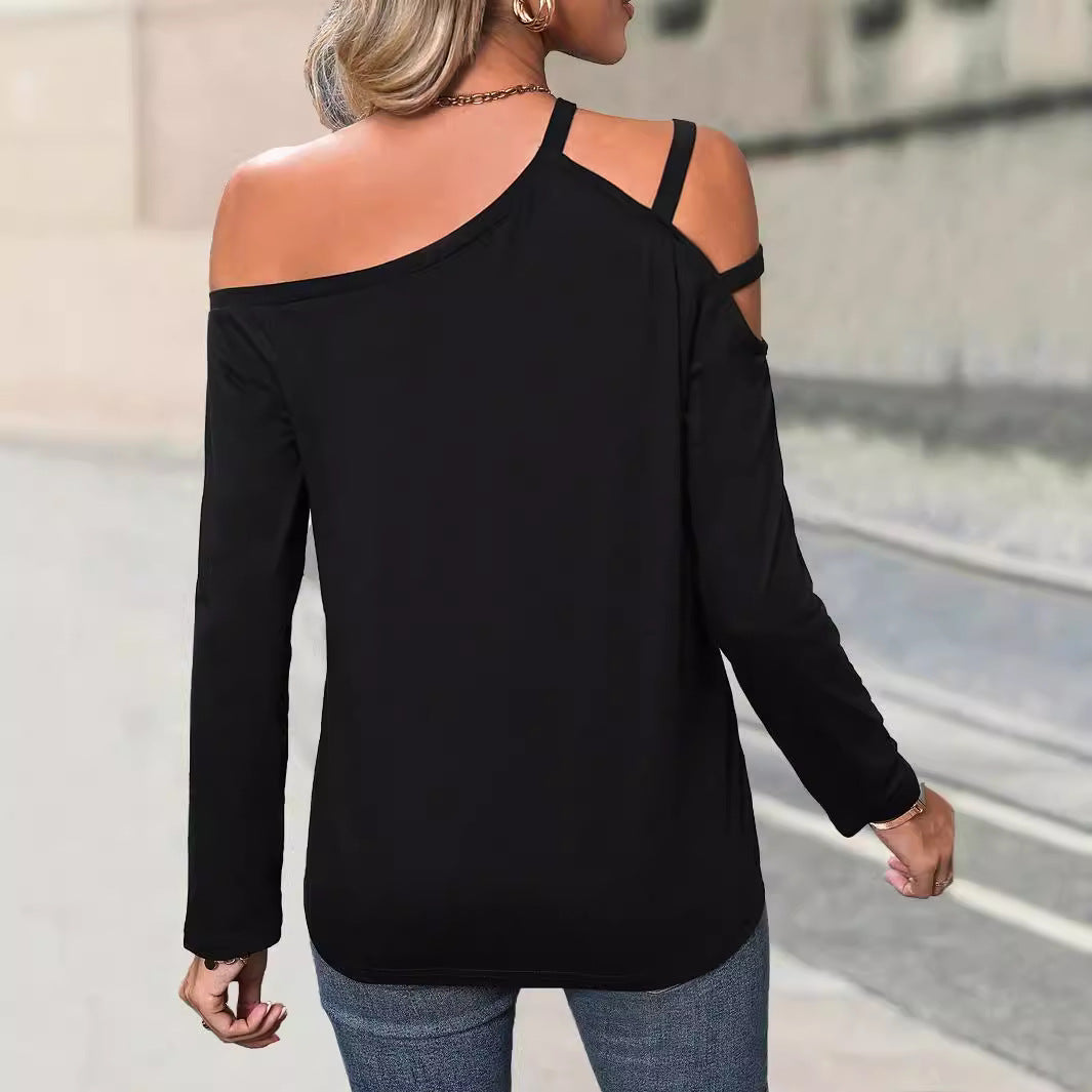 Damen Oberteil Asymmetrisch Cut-Out Top Modern