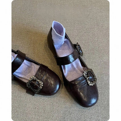 Elegante Damen Ballerinas mit Schnallen Schwarz Modisch