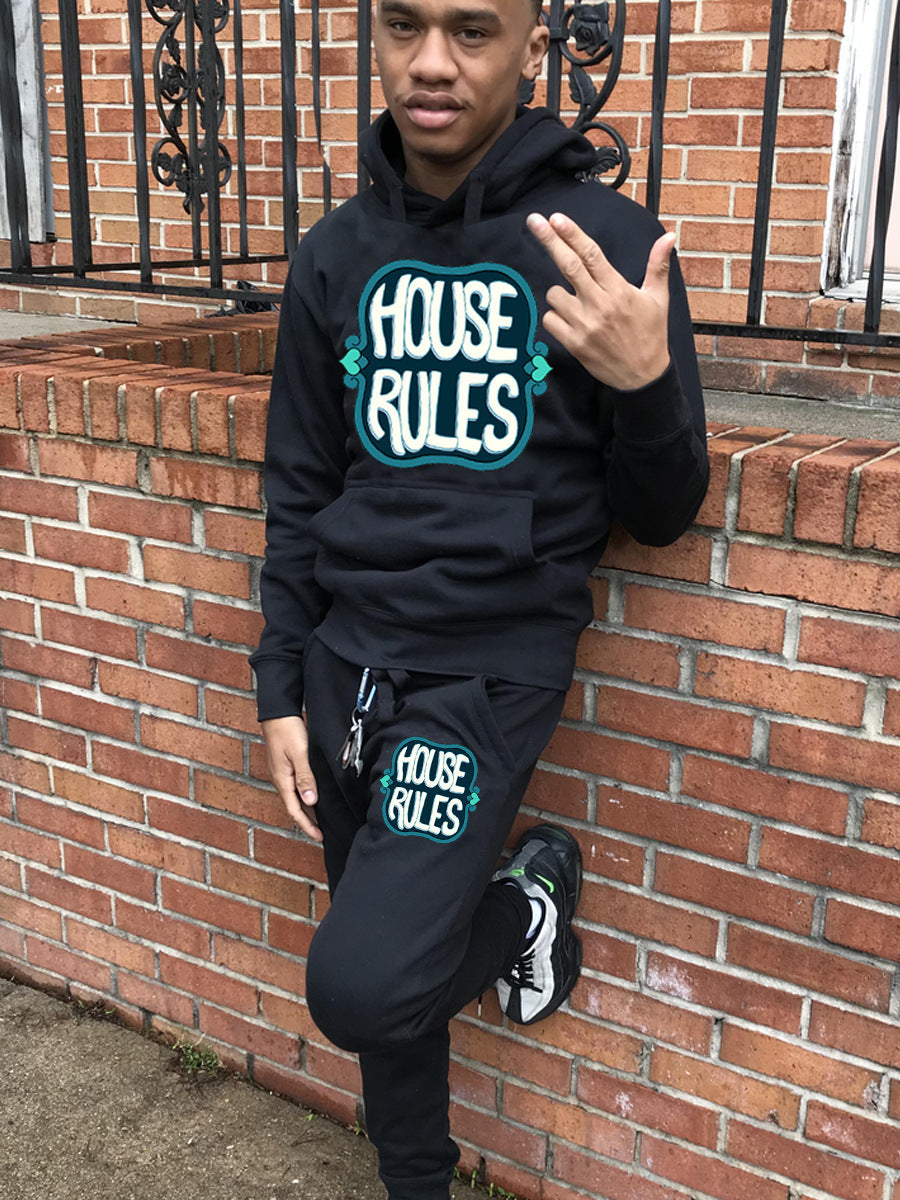 Herren Sportset Hoodie Jogginghose mit Graffiti Print Trendy