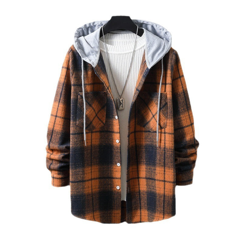 Herren Flanell-Hemdjacke Kapuze Graffiti Muster Schwarz