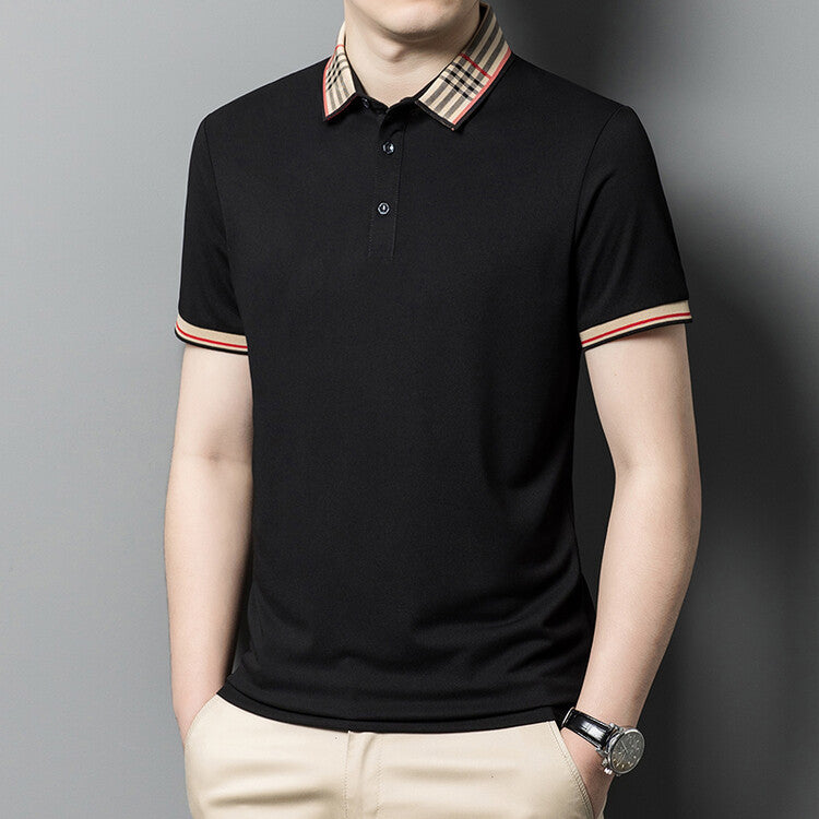 Herren Polo-Shirt Karo-Kragen Elegant Slimfit