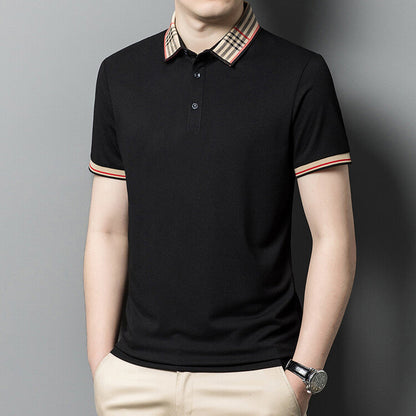 Herren Polo-Shirt Karo-Kragen Elegant Slimfit