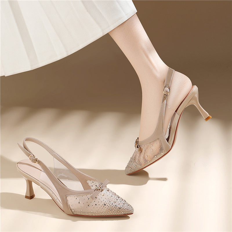Damen Slingback Pumps Elegant Mit Schmuck Bequem