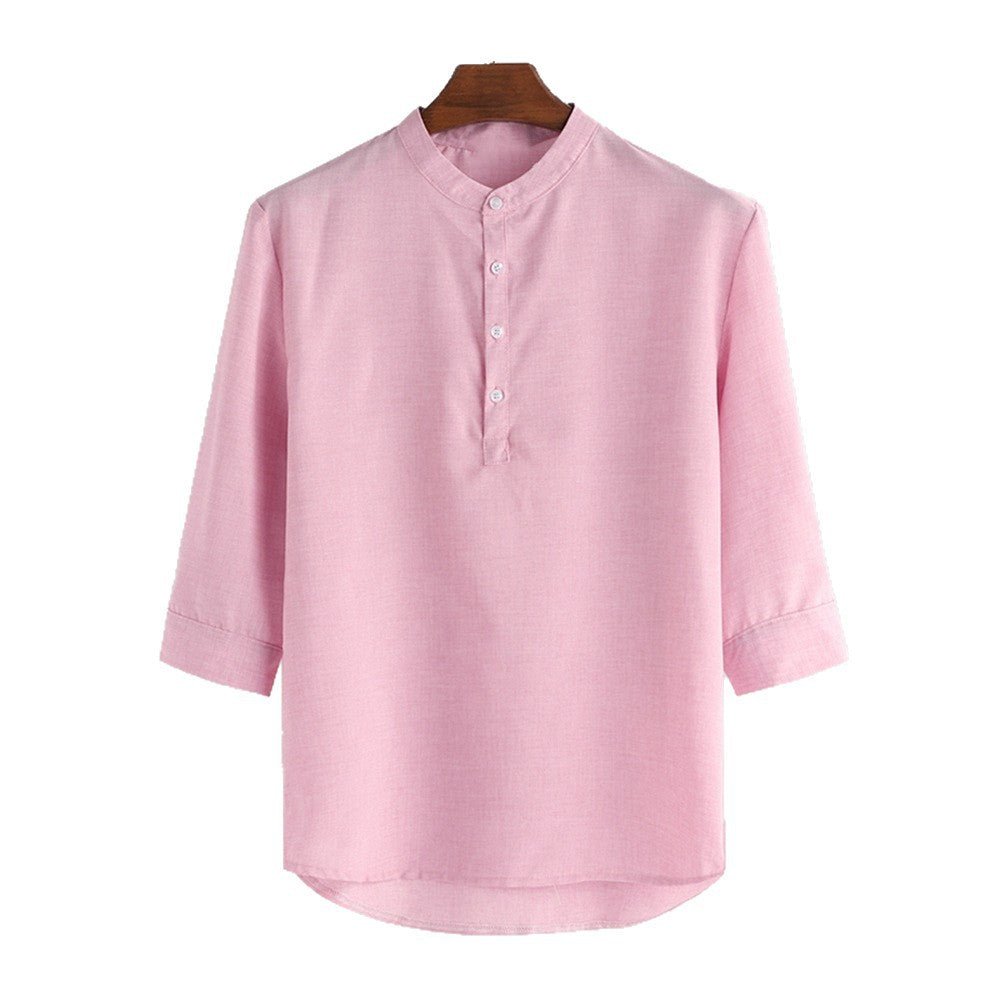 Herren Leinenhemd mit Mandarin-Kragen Elegantes Sommerhemd