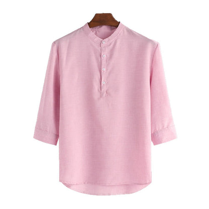 Herren Leinenhemd mit Mandarin-Kragen Elegantes Sommerhemd