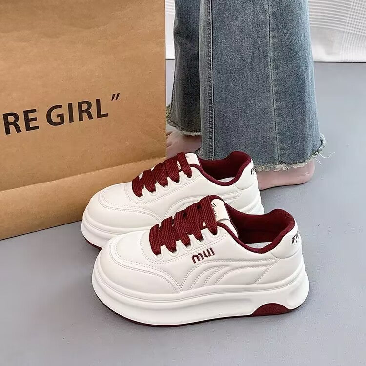 Damen Sneaker Bequem Dicksohle Schnürsenkel Modern - BerlinGlamour