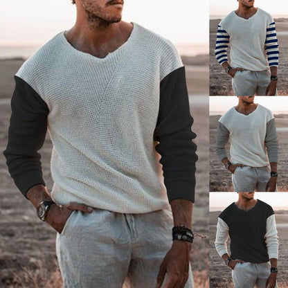 Herren Strickpullover Modern V-Ausschnitt Strukturiert - BerlinGlamour