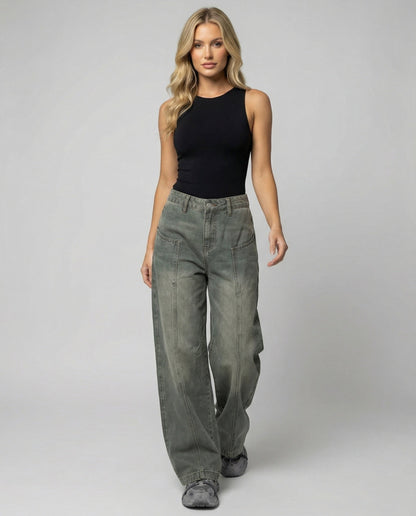 Weite Damen Cargohose Elastisch Mit Fronttaschen