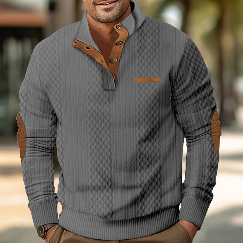 Herren Pullover Strick Modern Leder Applikationen Elegannt