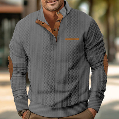 Herren Pullover Strick Modern Leder Applikationen Elegannt