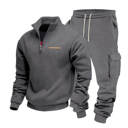 Herren Sportanzug Set Hochkragen Taschen Freizeit