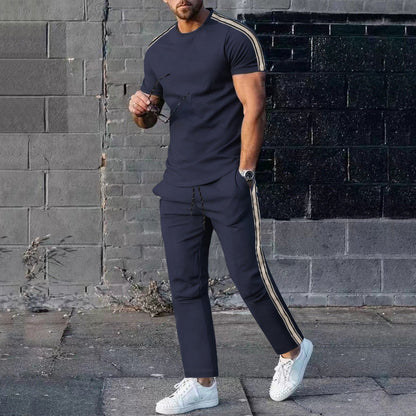 Herren Sportset Freizeit Outfit Mit Streifen Modern