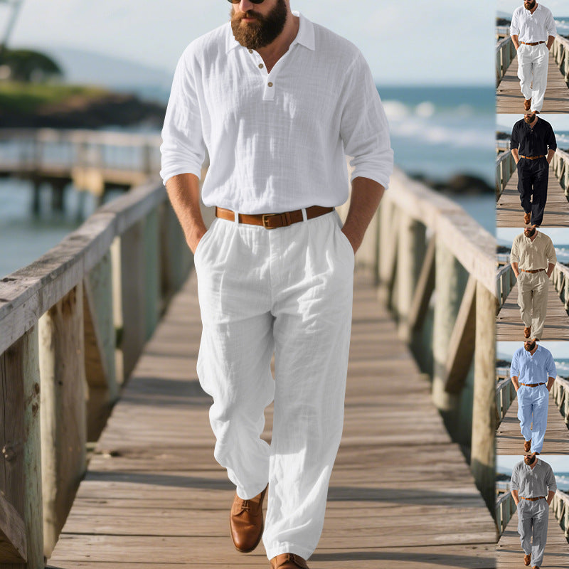 Herren Jumpsuit Freizeit Modern mit Taschen Henley Ausschnitt - BerlinGlamour