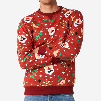 Herren Weihnachtspullover Festlich Rot Glitzernd - BerlinGlamour