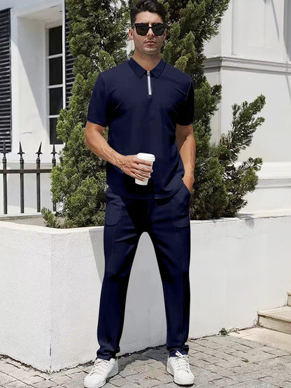 Herren Sportanzug Jogging Set Polo Style Modern