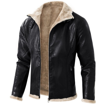 Herren Lederjacke Schwarz Warm Mit Innenfutter