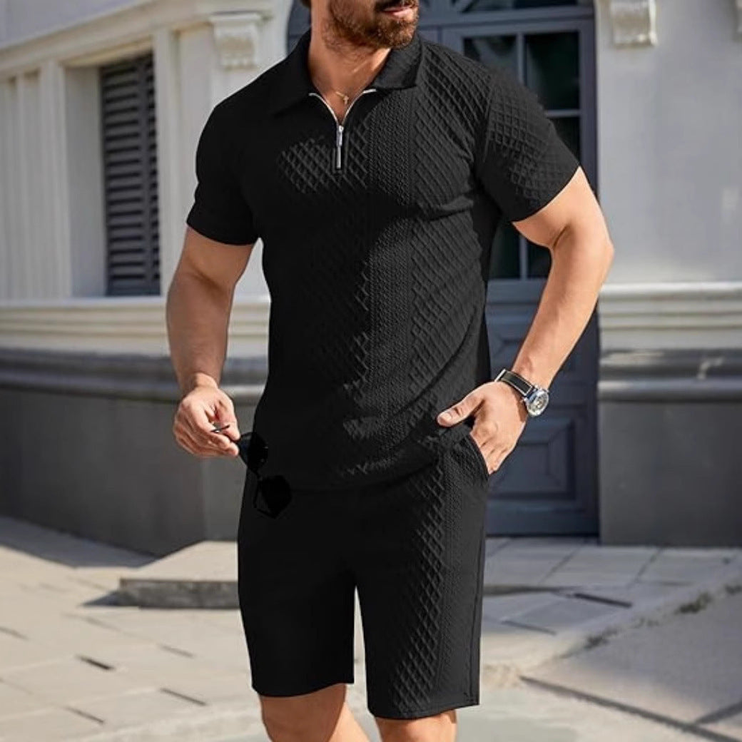 Herren Sportset Kurzarm mit Reißverschluss Modern