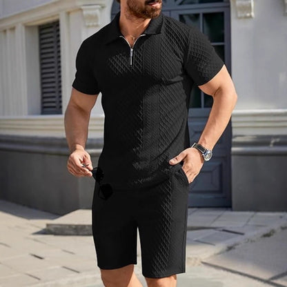 Herren Sportset Kurzarm mit Reißverschluss Modern