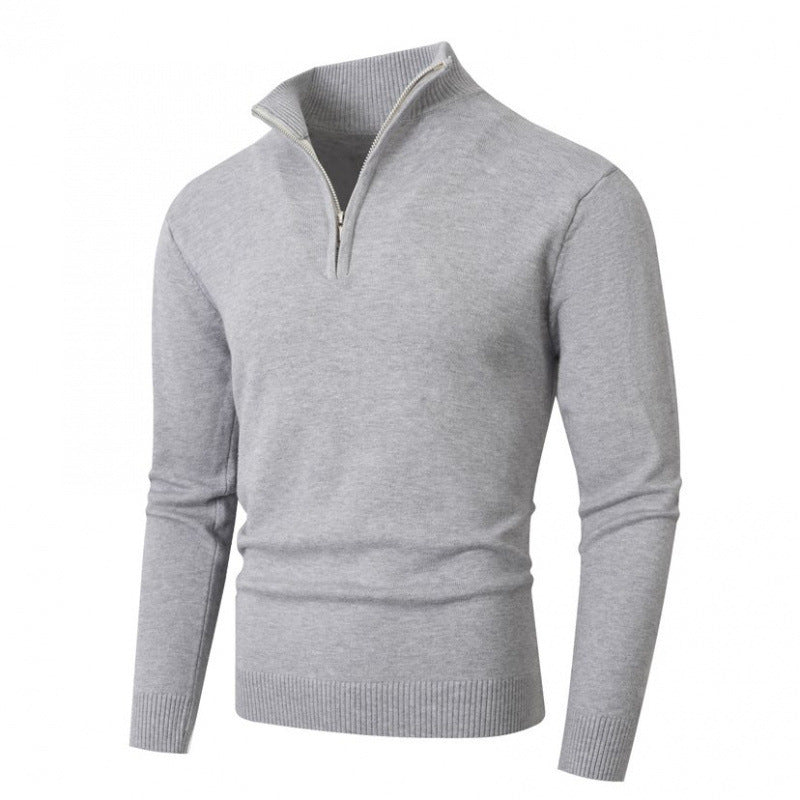 Herren Strickpullover Modern Mit Reißverschluss Hochkragen