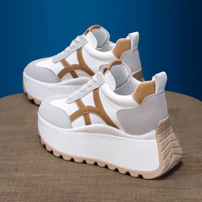Damen Plateau Sneaker Sportlich Bequem Rutschfest