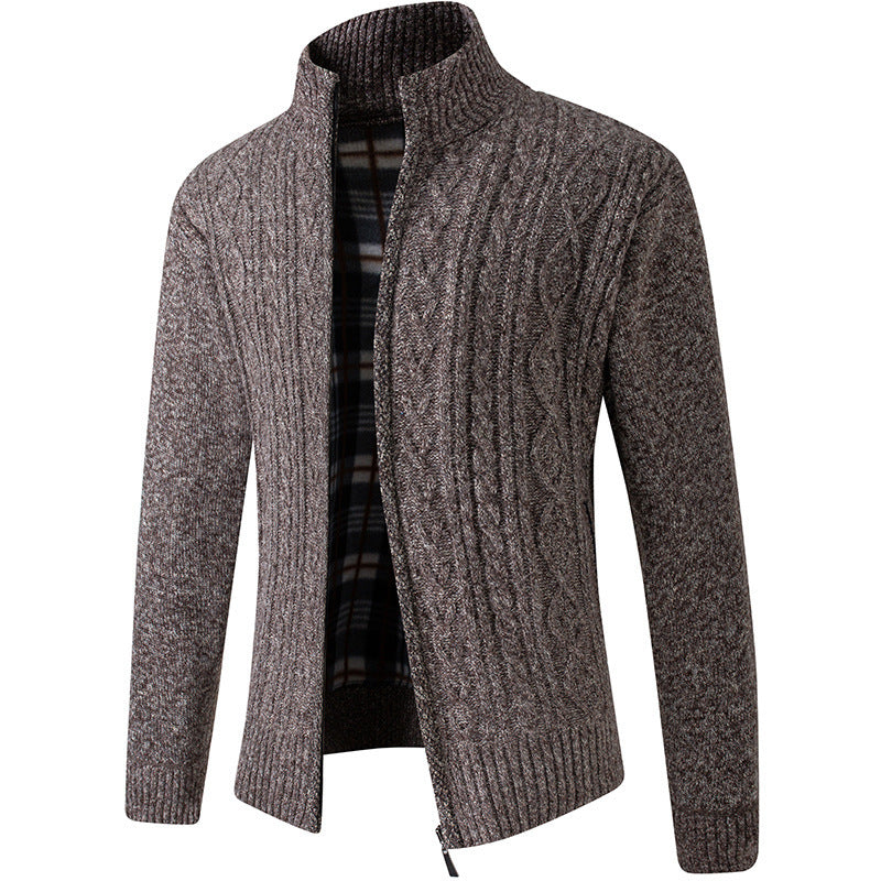 Herren Strickjacke Modern mit Kragen und Zopfmuster