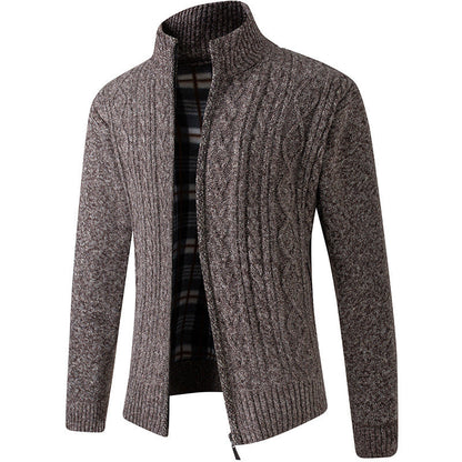 Herren Strickjacke Modern mit Kragen und Zopfmuster
