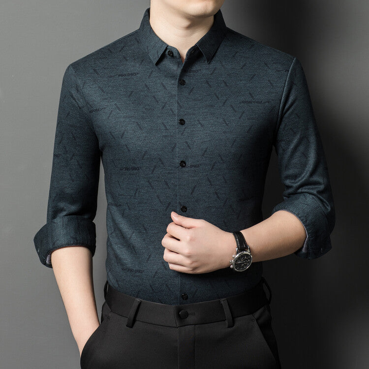 Herren Langarmhemd Modern mit Muster Berlin Style