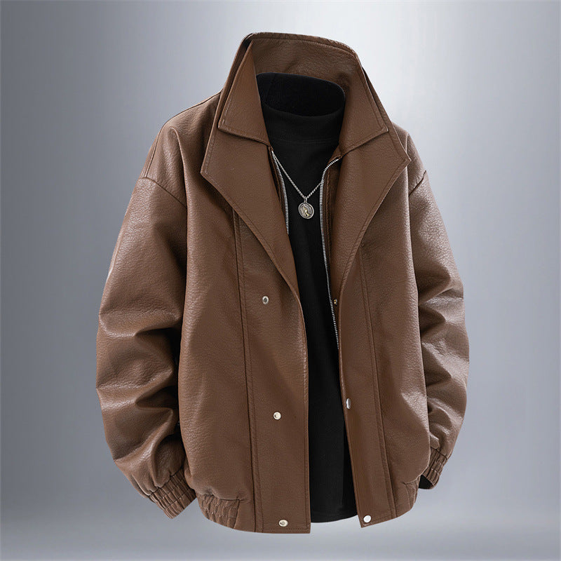 Lederjacke Herren Oversized Elegant Mit Taschen