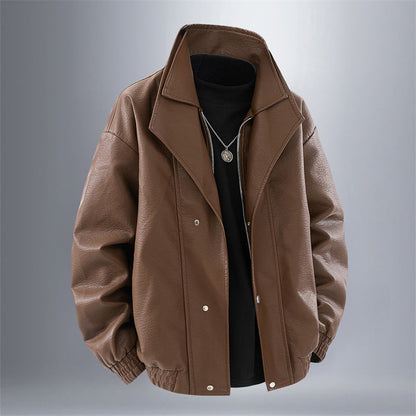Lederjacke Herren Oversized Elegant Mit Taschen