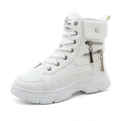 Damen Sneaker High-Top mit Reißverschluss Komfort Laufsohle Schwarz - BerlinGlamour