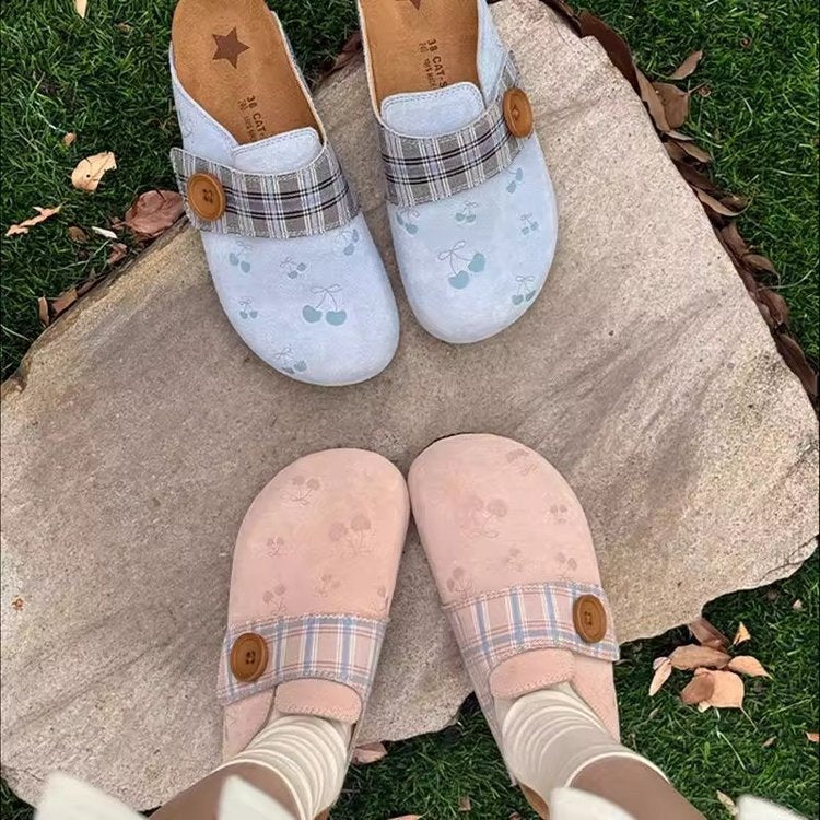 Damen Clogs Karomuster Dekorativ Frauen Schuhe