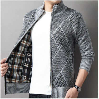 Herren Strickjacke Modern Grafik Muster Zipper