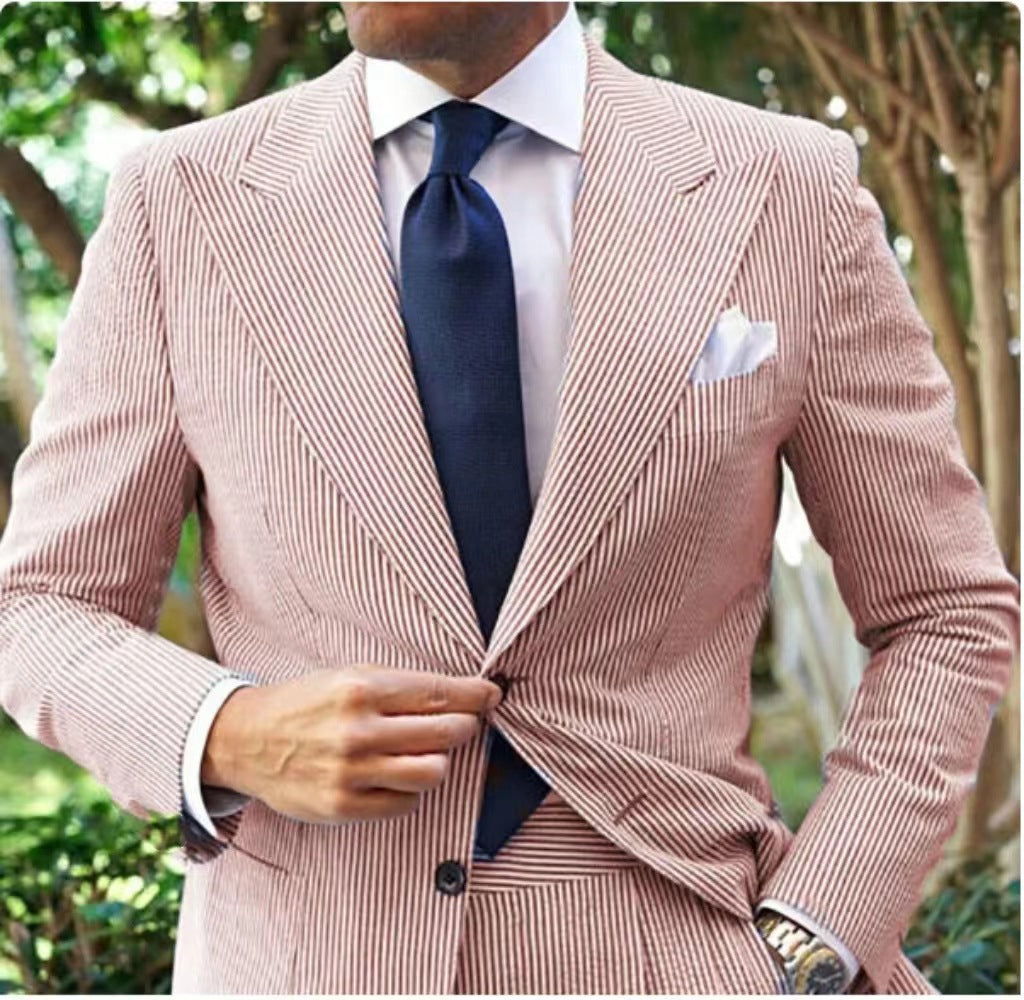 Herren Blazer Elegant Gestreift Slim Fit Anzug